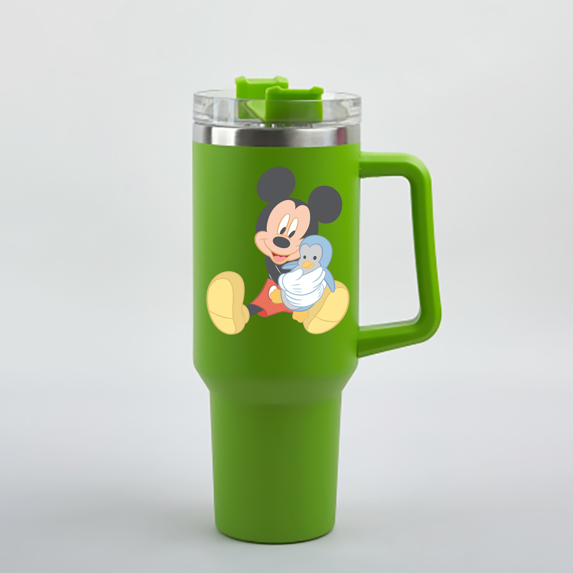 （画像用） ミッキーマウス Mickey Mouse 1200mL車用タンブラー - クリスタルステッカー（プラスチックストロー付き）